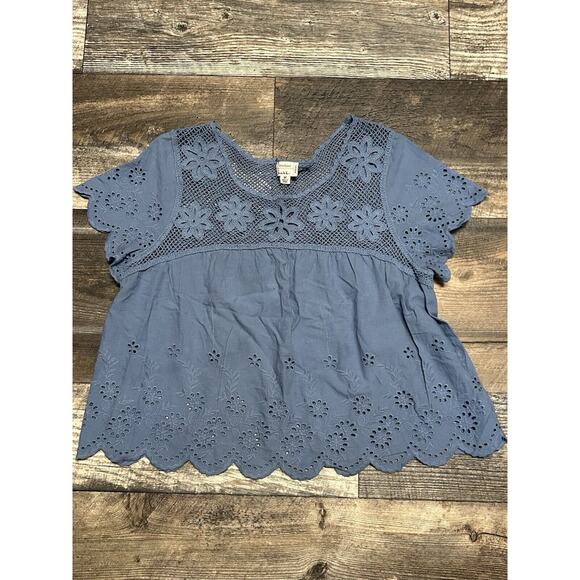 Artelier Nichole Miller Medium Blue Eyelet Lace Cap Sleeve Classic Career Boho - Picture 1 of 5
